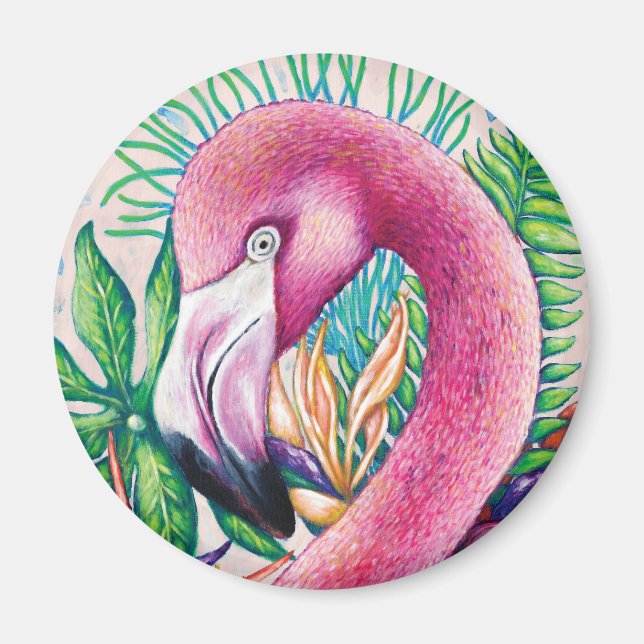 Flamingo Funny Niedliche Coole Einzigartige Kunst  Magnet (Vorne)