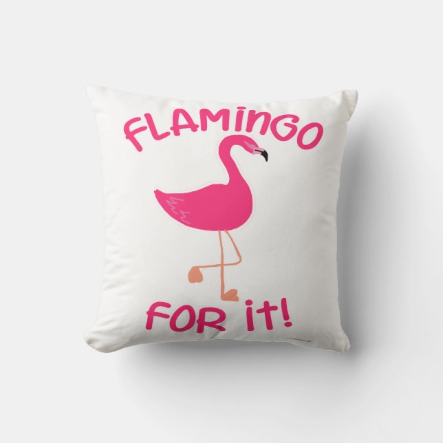 Flamingo für das rosa Tropenvogel-Slogan Kissen (Vorderseite)