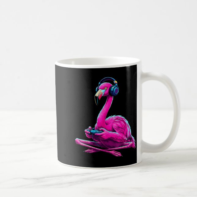 Flamingo Gaming Animal Video Games Funny Flamingo  Kaffeetasse (Rechts)