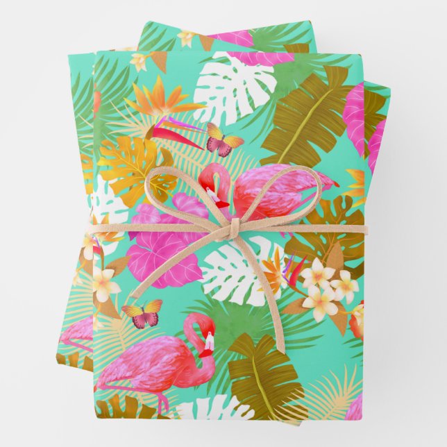 Flamingo Garden Aquamarin Geschenkpapier Set (Beispiel)