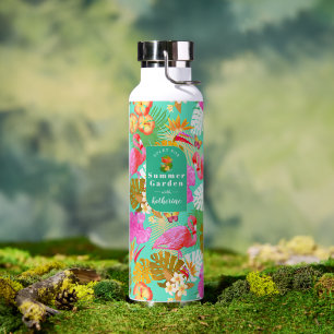 Flamingo Garden Aquamarin Trinkflasche