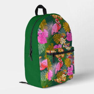 Flamingo Garden Dark Green Bedruckter Rucksack