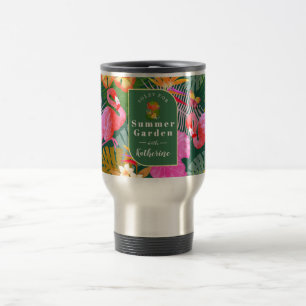 Flamingo Garden Dark Green Reisebecher