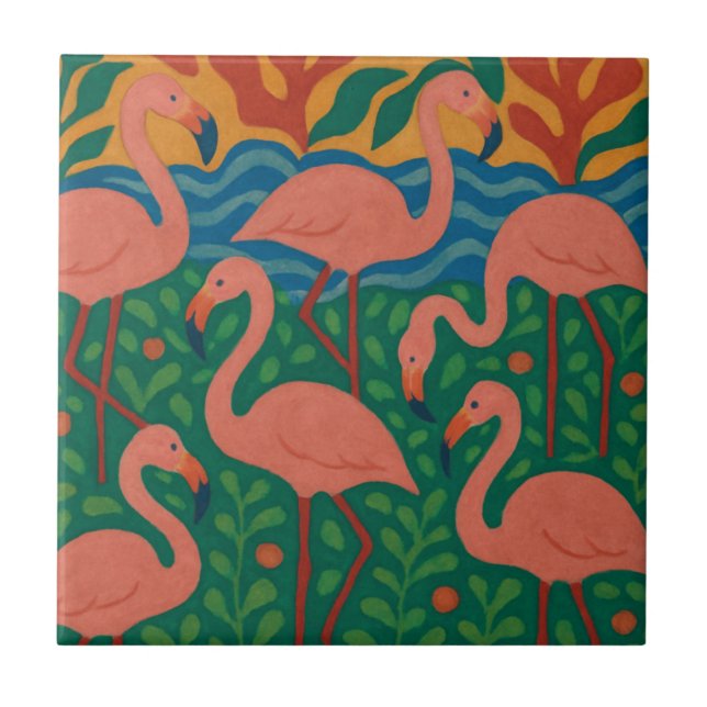 Flamingo Garden Fliese (Vorderseite)