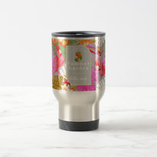 Flamingo Garden Gray Reisebecher