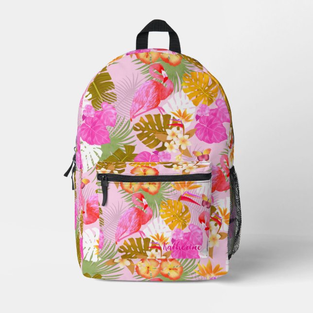Flamingo Garden Pink Bedruckter Rucksack (Vorderseite)
