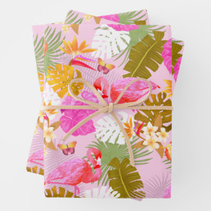 Flamingo Garden Pink Geschenkpapier Set