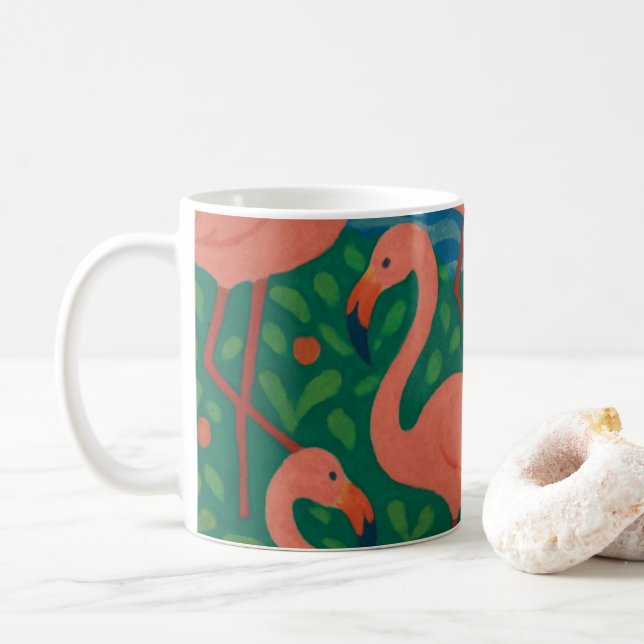 Flamingo-Garten Kaffeetasse (Mit Donut)