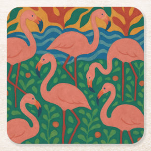 Flamingo-Garten Rechteckiger Pappuntersetzer