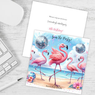 Flamingo-Geburtstags-Strandparty-Einladung Einladung