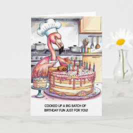 Flamingo Geburtstagskuchen Große Portion Spaß Karte