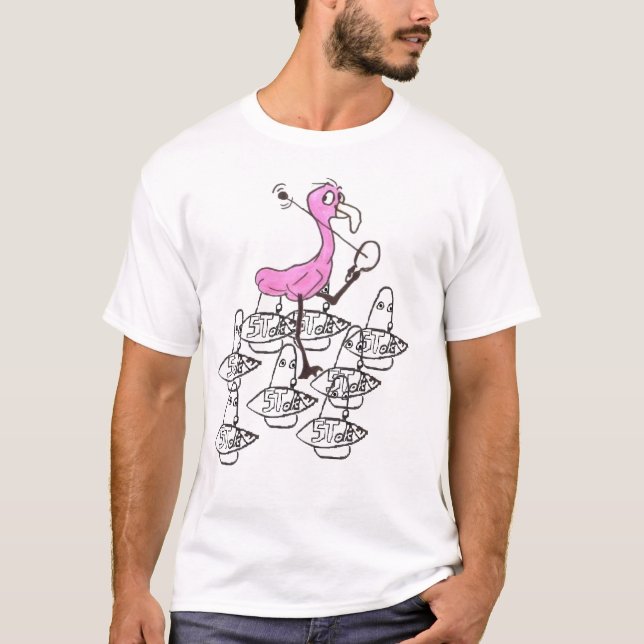 Flamingo gegen Geschöpf T-Shirt (Vorderseite)