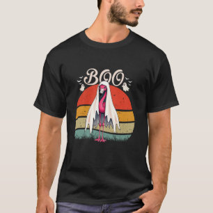 Flamingo-Geist Boo Rosa Sonnenuntergang Retro-Hall T-Shirt