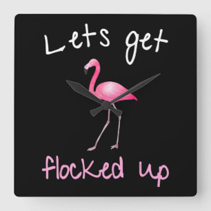 Flamingo - Gelassen werden schneller Quadratische Wanduhr