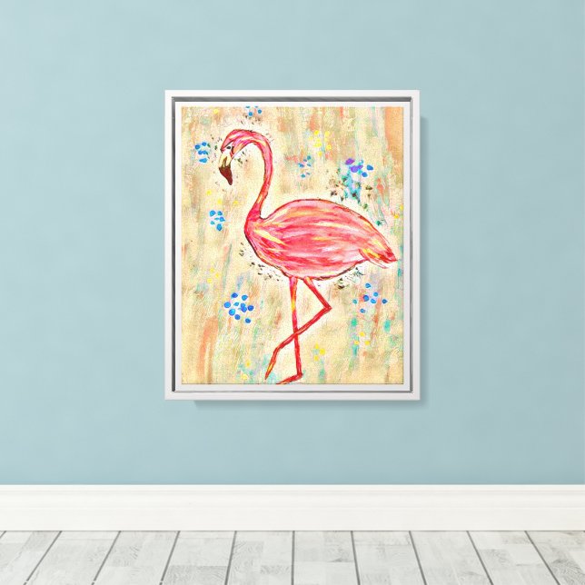 Flamingo-Gemälde Gerahmte Wandleinwand Leinwanddruck (Insitu (Holzboden))