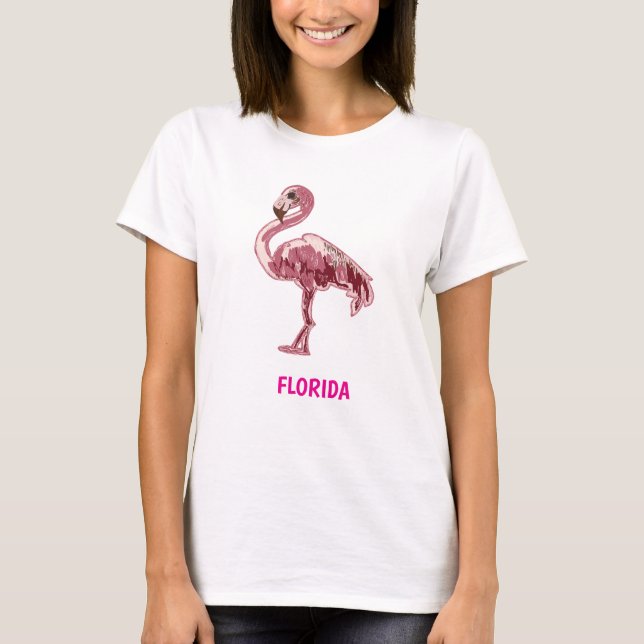 Flamingo gemalter pinker Flamingo  T-Shirt (Vorderseite)
