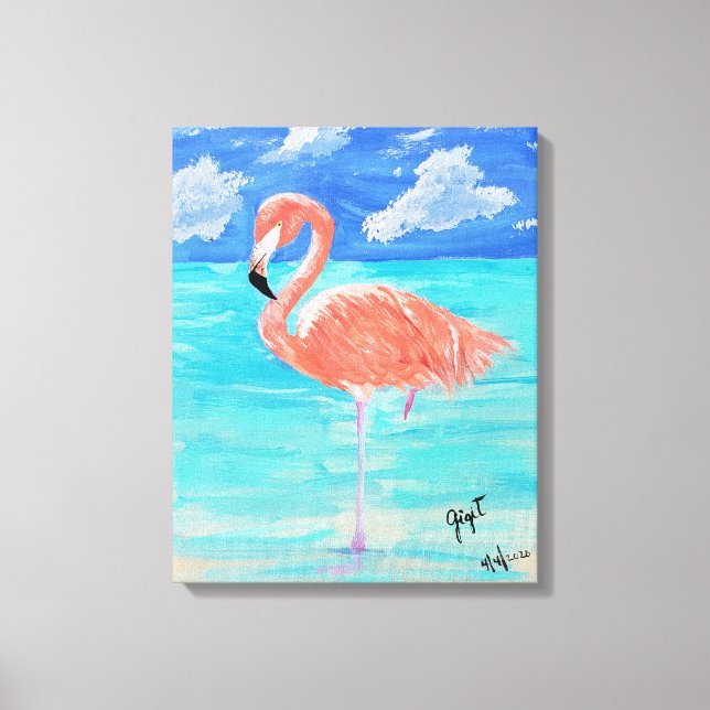 Flamingo, gestreckte Leinwand 16x20 (Vorderseite)