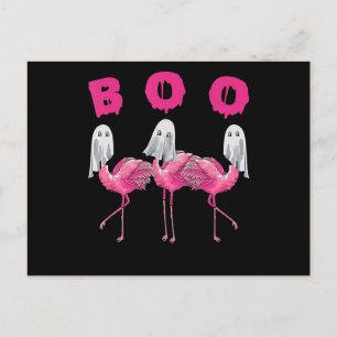 Flamingo   Ghost Flamingo Boo Halloween-Kostüm Ankündigungspostkarte