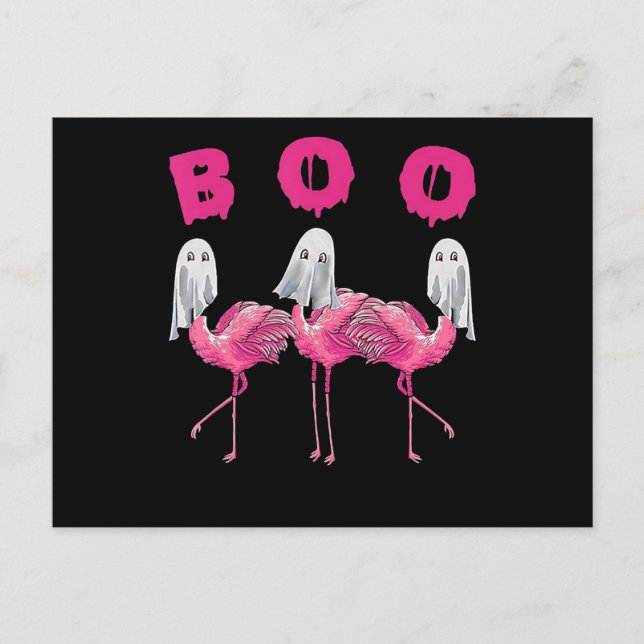 Flamingo | Ghost Flamingo Boo Halloween-Kostüm Ankündigungspostkarte (Vorderseite)