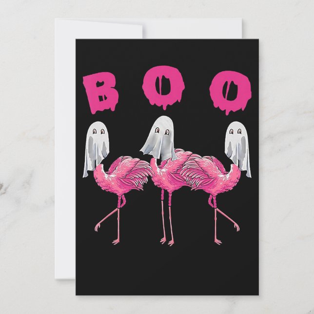 Flamingo| Ghost Flamingo Boo Halloween-Kostüm Einladung (Vorderseite)