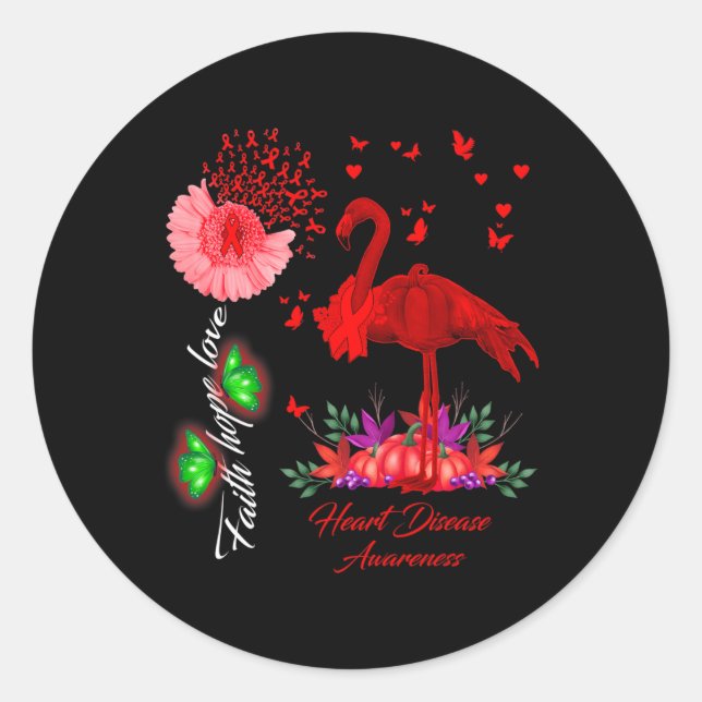 Flamingo Glaube Hoffnung Liebe Herzerkrankung Bewu Runder Aufkleber (Vorderseite)