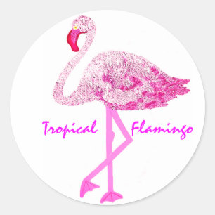Flamingo Glory Runder Aufkleber