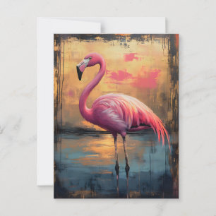 Flamingo Golden Sunset Paint Postkarte