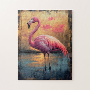 Flamingo Golden Sunset Paint Puzzle