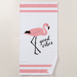 Flamingo Good Vibes Pink Black Trendy Niedlich Strandtuch