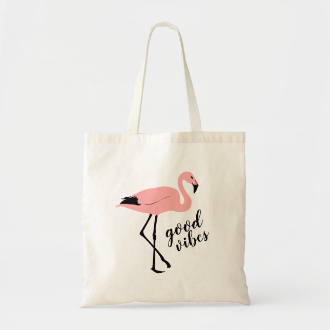 Flamingo Good Vibes Pink Niedliche Budget Tasche (Vorne)
