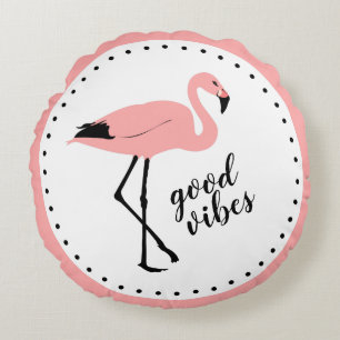 Flamingo Good Vibes Pink Niedliche Keuschkissen Sc Rundes Kissen