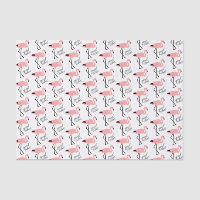 Flamingo Good Vibes Pink Niedliches Tissue Paper Seidenpapier (Vorderseite)