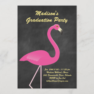 Flamingo Graduation Party - Chalkboard Einladung