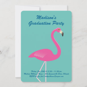 Flamingo Graduation Party - Türkis Einladung