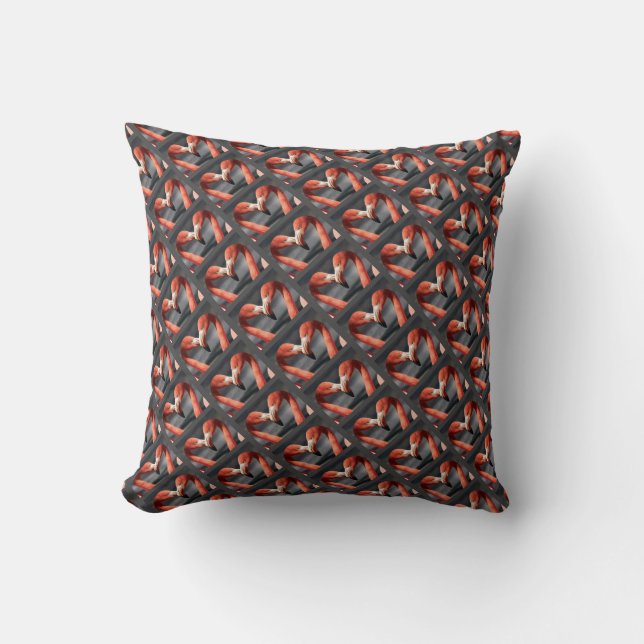 FLAMINGO Gray Coral Geometric Kissen (Vorderseite)