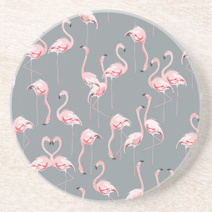 Flamingo Gray: Vintages nahtloses Muster. Getränkeuntersetzer