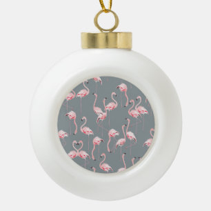 Flamingo Gray: Vintages nahtloses Muster. Keramik Kugel-Ornament