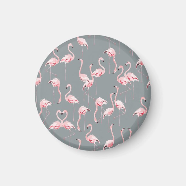Flamingo Gray: Vintages nahtloses Muster. Magnet (Vorne)