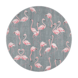 Flamingo Gray: Vintages nahtloses Muster. Schneidebrett
