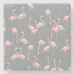 Flamingo Gray: Vintages nahtloses Muster. Steinuntersetzer