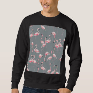 Flamingo Gray: Vintages nahtloses Muster. Sweatshirt