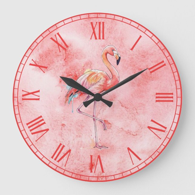 Flamingo Große Wanduhr (Vorderseite)