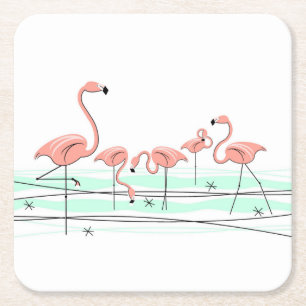 Flamingo-Gruppen-Untersetzer Rechteckiger Pappuntersetzer