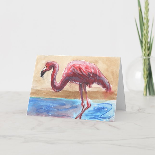 Flamingo-Gruß-Karte Karte (Vorderseite)