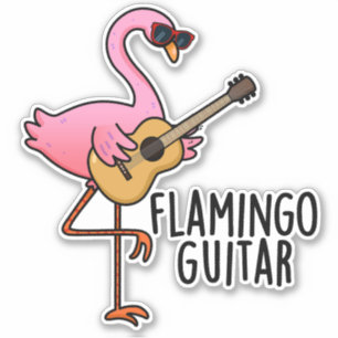 Flamingo Guitar Funny Music Pub Aufkleber