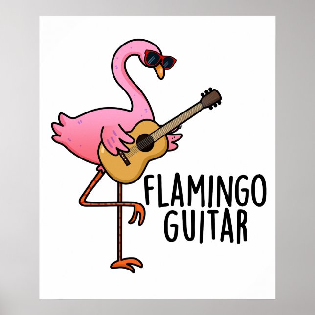 Flamingo Guitar Funny Music Pub Poster (Vorne)