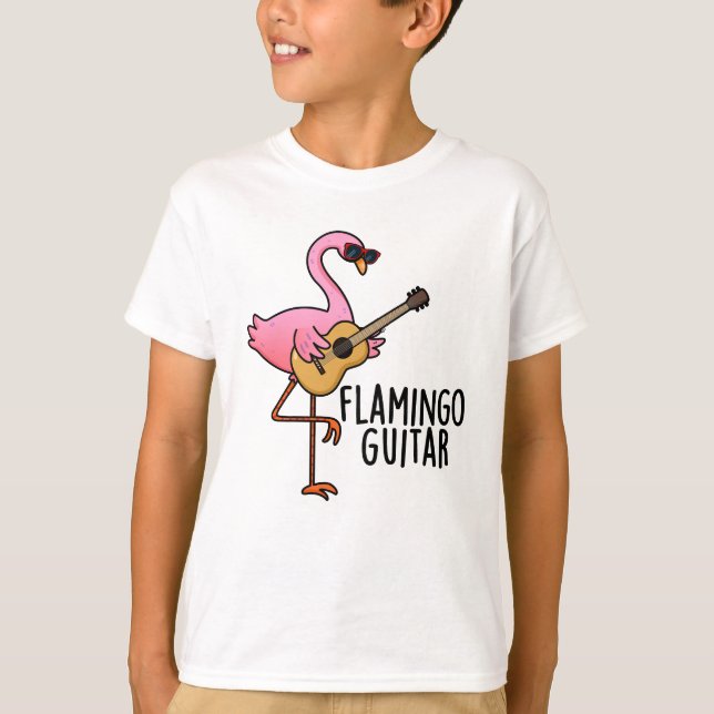 Flamingo Guitar Funny Music Pub T-Shirt (Vorderseite)
