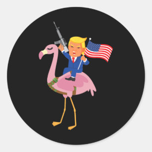 Flamingo Gun Merica 2020 Wahl Maga Republikaner Runder Aufkleber