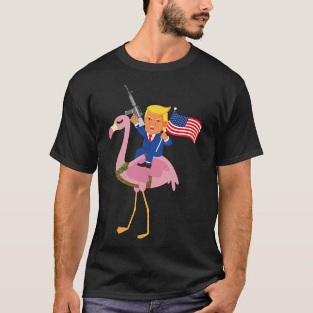 Flamingo Gun Merica 2020 Wahl Maga Republikaner T-Shirt (Vorderseite)