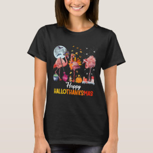 Flamingo Halloween Erntedank und Merry T-Shirt
